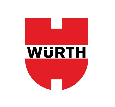 Logo WÜRTH in rot und weiss mit schwarzer Schrift